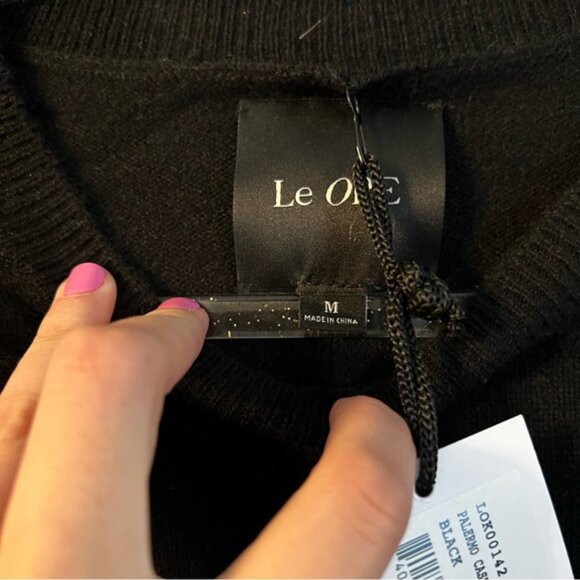 NWT Le Ore Palermo cashmere crew neck sweater black bandier Medium - Picture 3 of 5